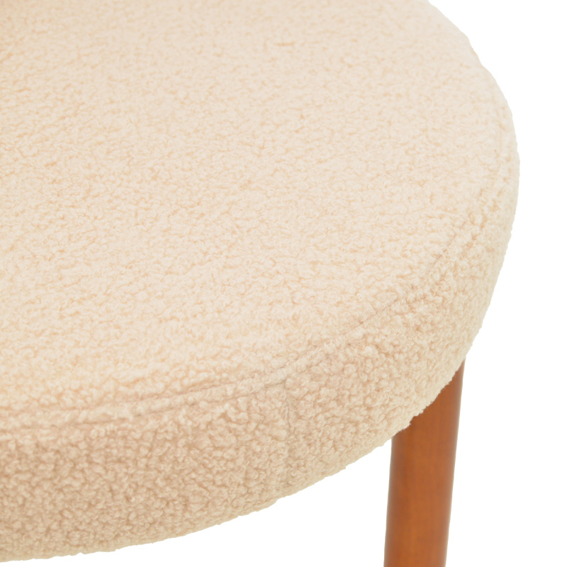 Καρέκλα Fenza pakoworld μπεζ μπουκλέ ύφασμα-πόδι ξύλο οξιάς σε καρυδί απόχρωση 60x54x75εκ