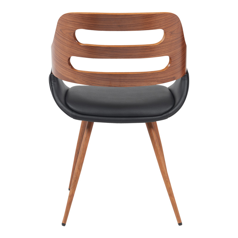 Πολυθρόνα Fern pakoworld PU μαύρο-ξύλο καρυδί απόχρωση 52x59x80εκ