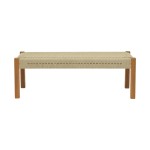 Παγκάκι Uma pakoworld teak ξύλο και pe σχοινί σε φυσική απόχρωση 150x45x40εκ