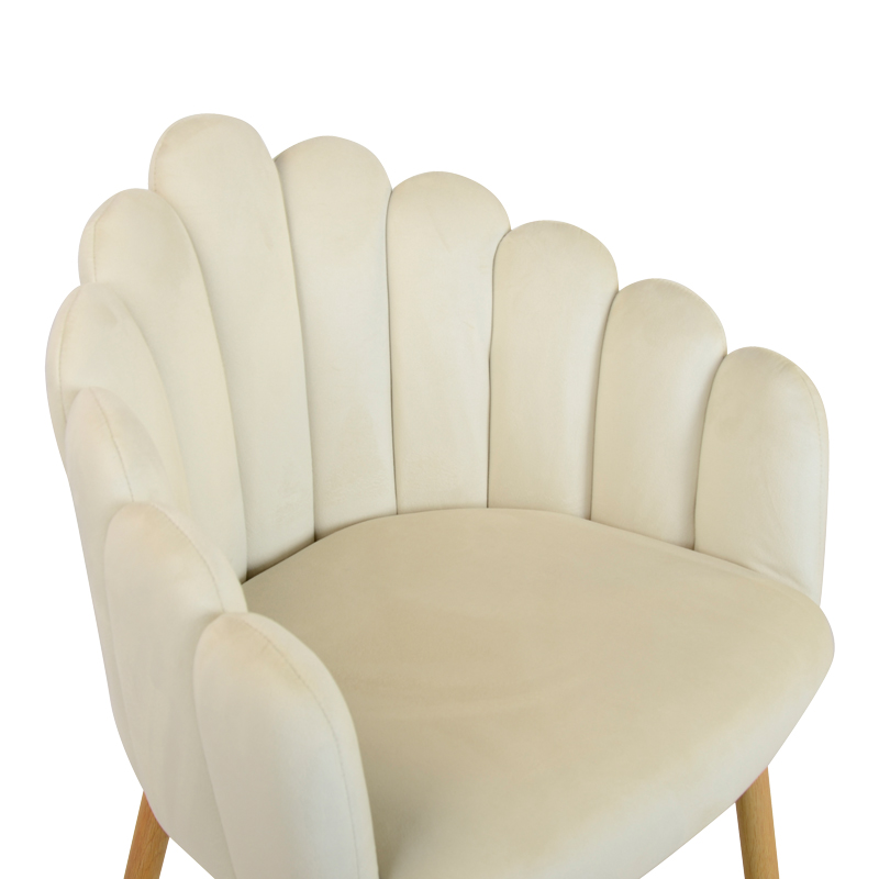 Πολυθρόνα Briella pakoworld εκρού βελούδο και μεταλλικά πόδια σε φυσική απόχρωση 60x56x84εκ