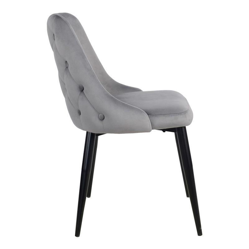 Καρέκλα Zedna pakoworld γκρι βελούδο με μαύρα μεταλλικά πόδια 51x58x84εκ