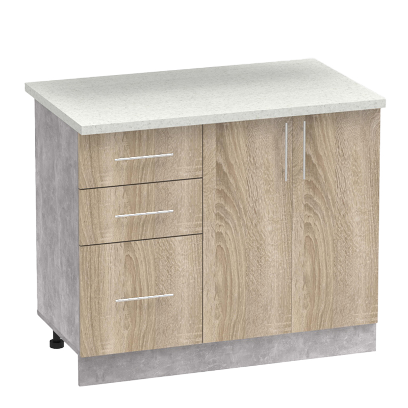 Σύνθεση κουζίνας Festa I pakoworld μελαμίνη σε sonoma απόχρωση και πάγκο σε ανοιχτό γκρι 100x60x85εκ