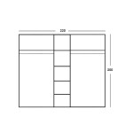 Ντουλάπα πεντάφυλλη με καθρέφτη Luna pakoworld σε wenge απόχρωση 220x52x200εκ