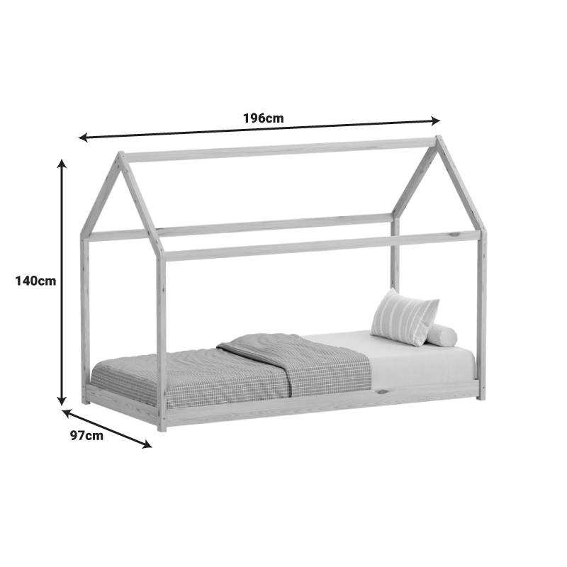 Παιδικό κρεβάτι Nino τ. Montessori pakoworld ξύλο πεύκου σε γκρι απόχρωση 90x190εκ