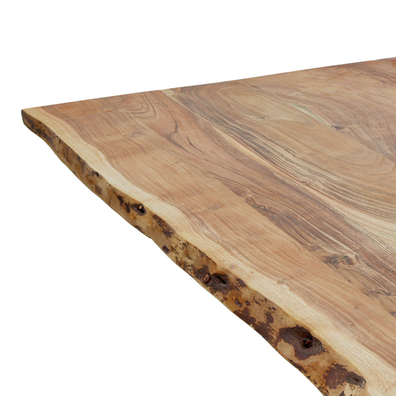 Τραπέζι Miles pakoworld μασίφ ξύλο ακακίας πάχους 3.7-4εκ σε φυσική απόχρωση με μαύρα μεταλλικά πόδια 180x90x76εκ