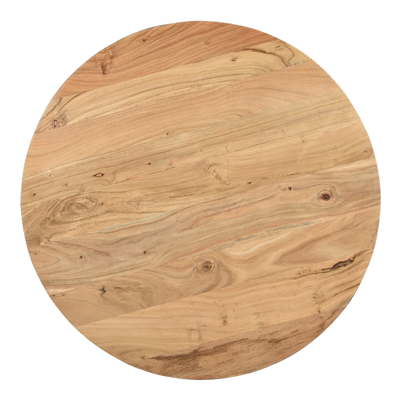 Τραπέζι σαλονιού Coffelty Inart λευκό μέταλλο-μασίφ ξύλο ακακίας Φ90x40εκ