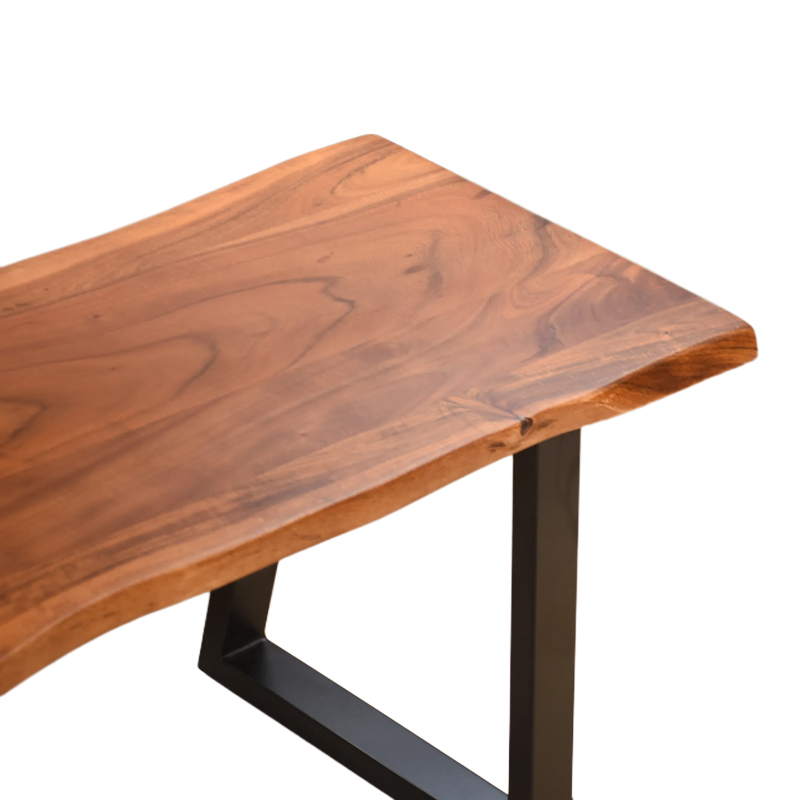 Παγκάκι Miles Slim pakoworld μασίφ ξύλο ακακίας σε καρυδί απόχρωση με μαύρα μεταλλικά πόδια 160x40x45εκ