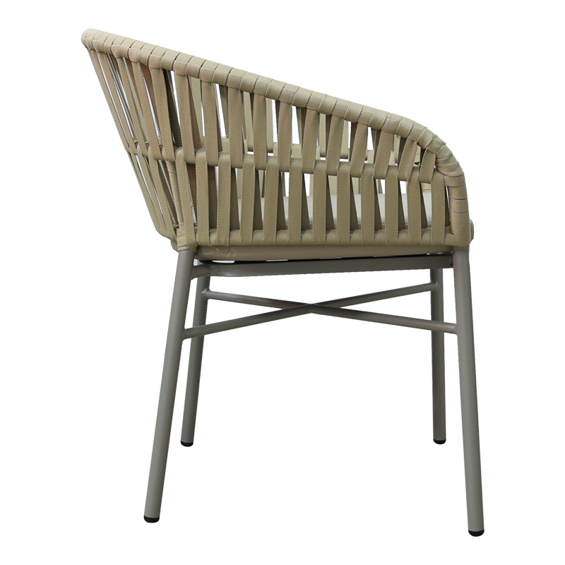 Πολυθρόνα αλουμινίου-pe σχοινί Frama pakoworld στοιβαζόμενη σε καφε απόχρωση και μαξιλάρι 57x60x78εκ