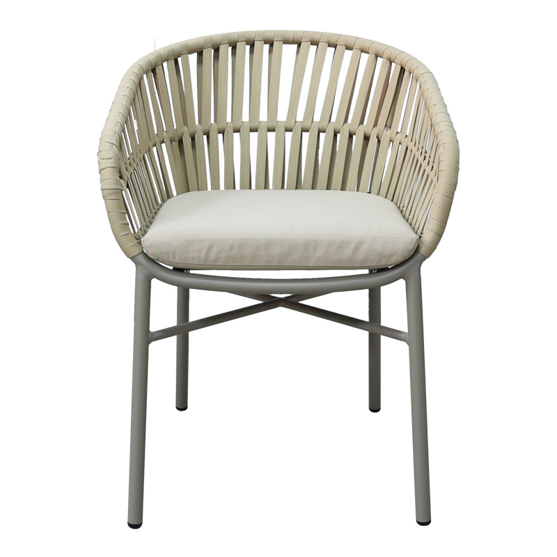 Πολυθρόνα αλουμινίου-pe σχοινί Frama pakoworld στοιβαζόμενη σε καφε απόχρωση και μαξιλάρι 57x60x78εκ