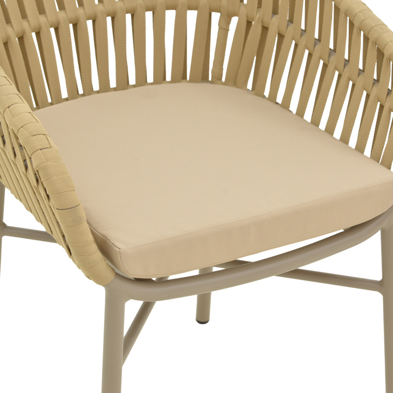 Πολυθρόνα αλουμινίου-pe σχοινί Frama pakoworld στοιβαζόμενη σε καφε απόχρωση και μαξιλάρι 57x60x78εκ