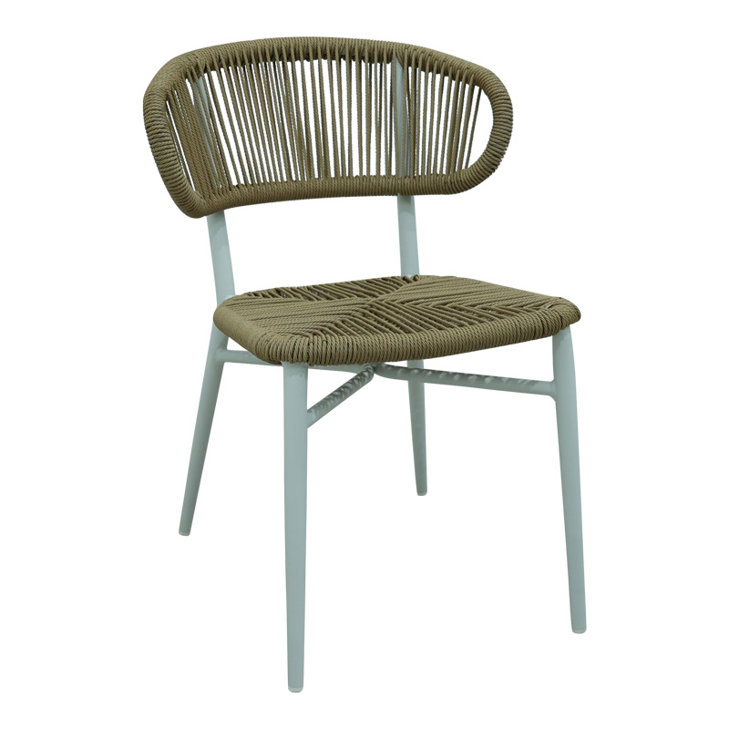 Καρέκλα στοιβαζόμενη Agus pakoworld αλουμίνιο σε λευκό- pe rattan σε φυσική απόχρωση 55x63x77εκ