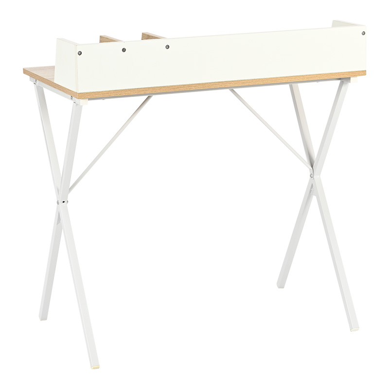 Γραφείο εργασίας Zervan pakoworld σε oak απόχρωση με πόδι λευκό μέταλλο 80x50x84εκ