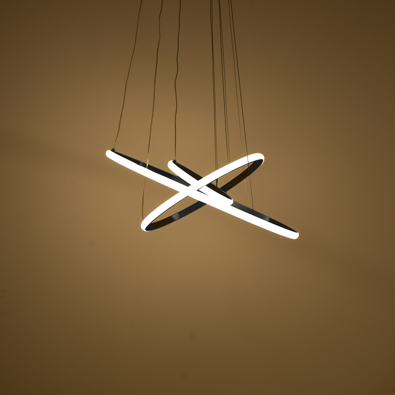 Φωτιστικό οροφής τρίφωτο led Pelia pakoworld μέταλλο σε μαύρη απόχρωση Φ60x40εκ