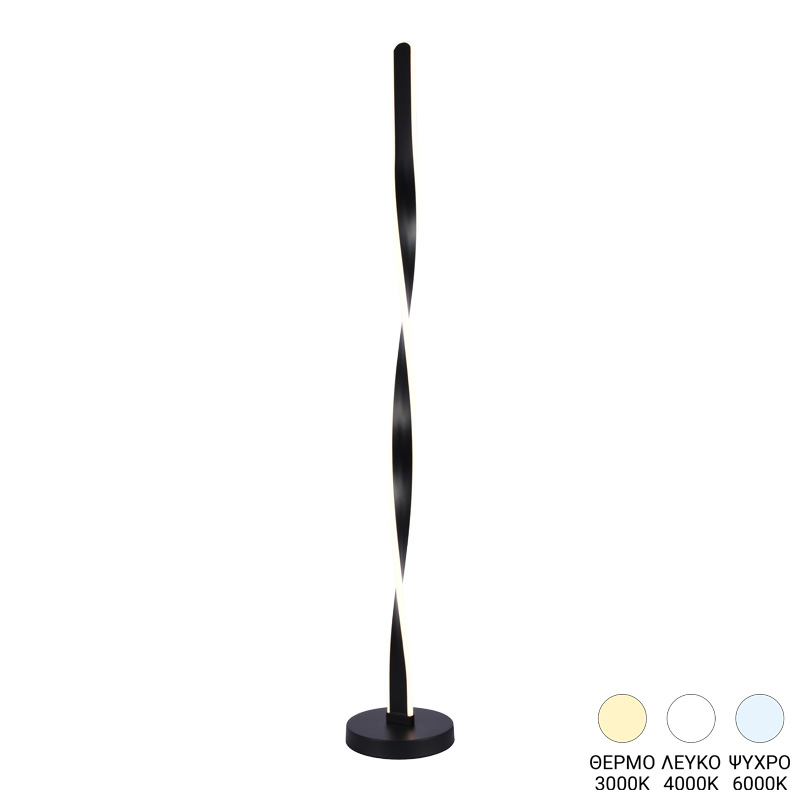 Φωτιστικό δαπέδου Pelepho pakoworld led μέταλλο σε μαύρη απόχρωση Φ20x130εκ