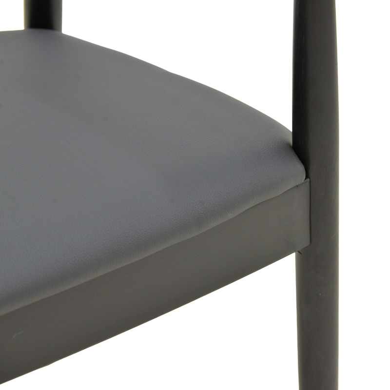 Πολυθρόνα Joube pakoworld rubberwood σε μαύρη απόχρωση με μαύρο pu μαξιλάρι 59x48x73εκ