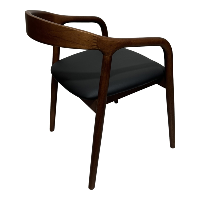 Πολυθρόνα Hogie pakoworld rubberwood καρυδί- μαύρο pu μαξιλάρι 61x60x76εκ