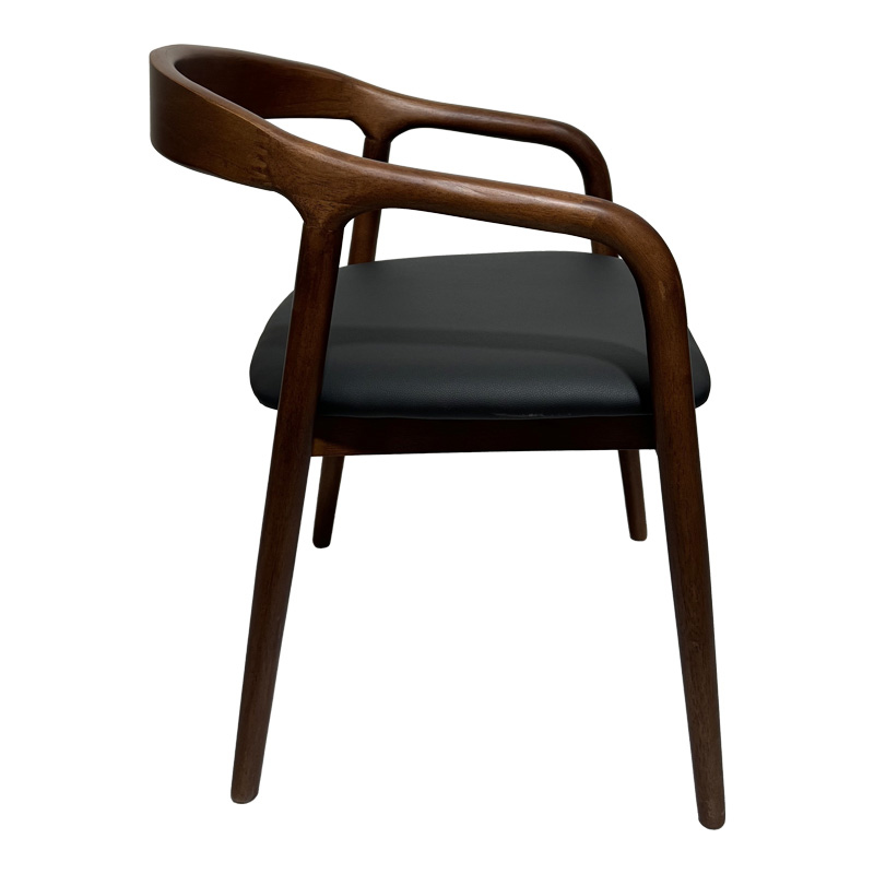 Πολυθρόνα Hogie pakoworld rubberwood καρυδί- μαύρο pu μαξιλάρι 61x60x76εκ