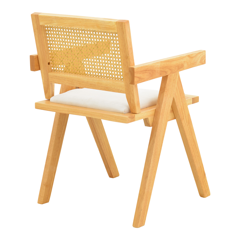 Πολυθρόνα Winslow pakoworld rubberwood σε φυσική απόχρωση-ύφασμα λευκό 51x54x80εκ