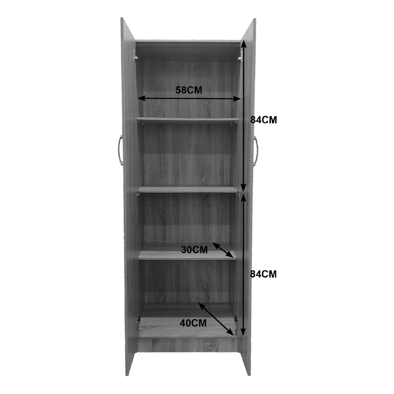 Ντουλάπα δίφυλλη Athos pakoworld σε sonoma απόχρωση 60x42x180εκ