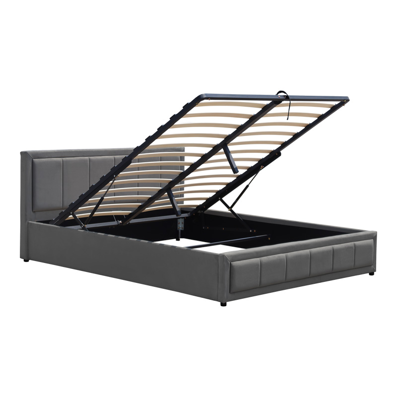 Κρεβάτι Huga pakoworld με αποθηκευτικό χώρο βελούδο ανθρακί 160x200εκ