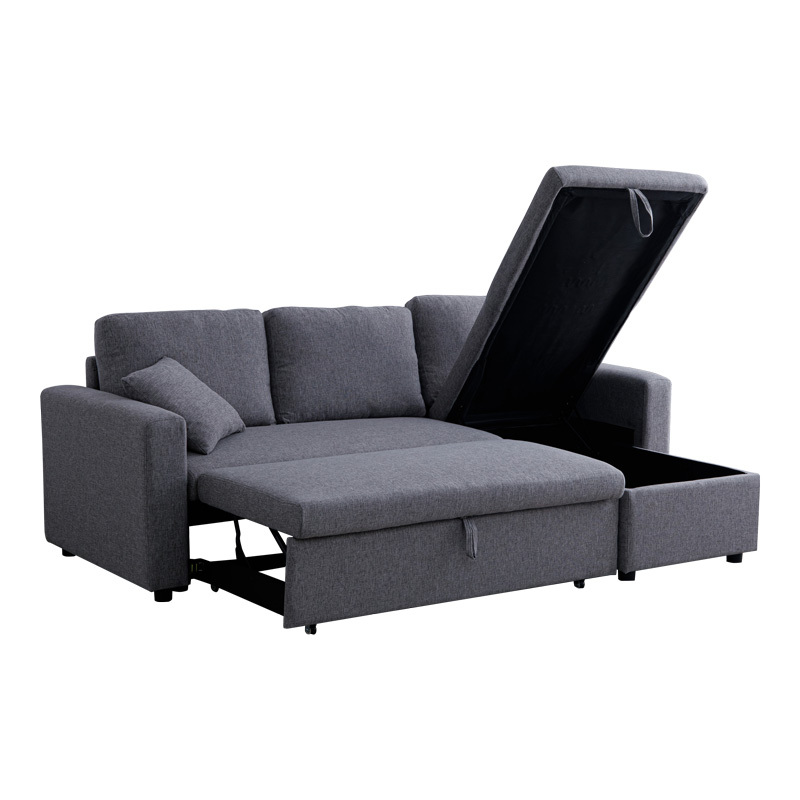 Γωνιακός αναστρέψιμος καναπές κρεβάτι Kamore pakoworld με αποθηκευτικό χώρο γκρι ύφασμα 223x146x85εκ