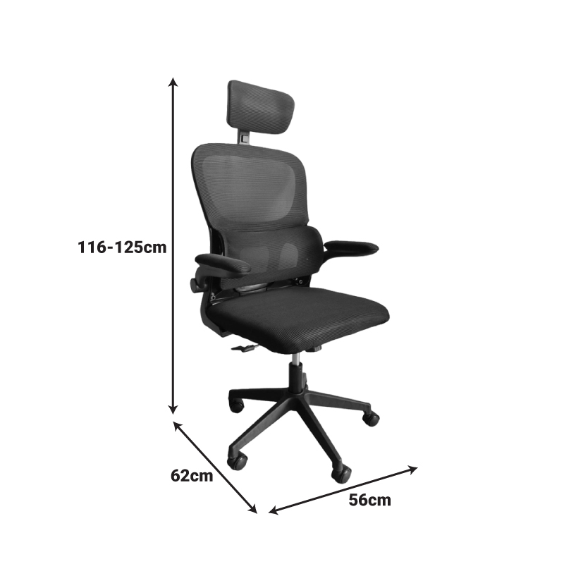 Καρέκλα γραφείου Recko pakoworld ύφασμα mesh σε γκρι απόχρωση 64x58x123-133εκ